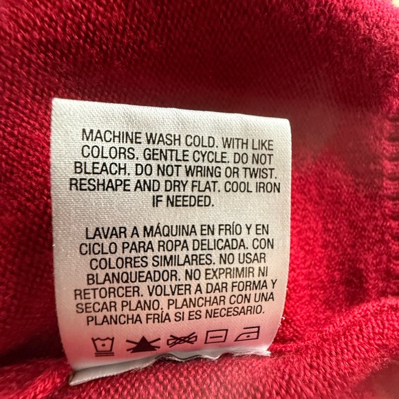 Covington Red Ruffle-Front Cardigan Sweater - Picture 4 of 4